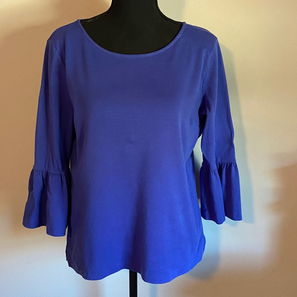 Talbots Royal Blue Bell Sleeve Top size medium cotton